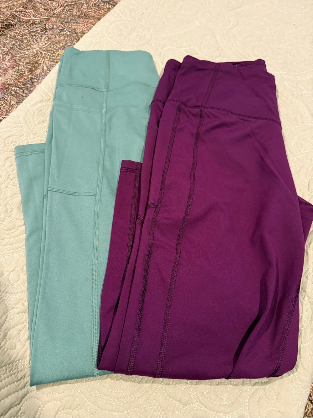 Victoria's Secret Aqua & Purple High-Waist Performance Leggings